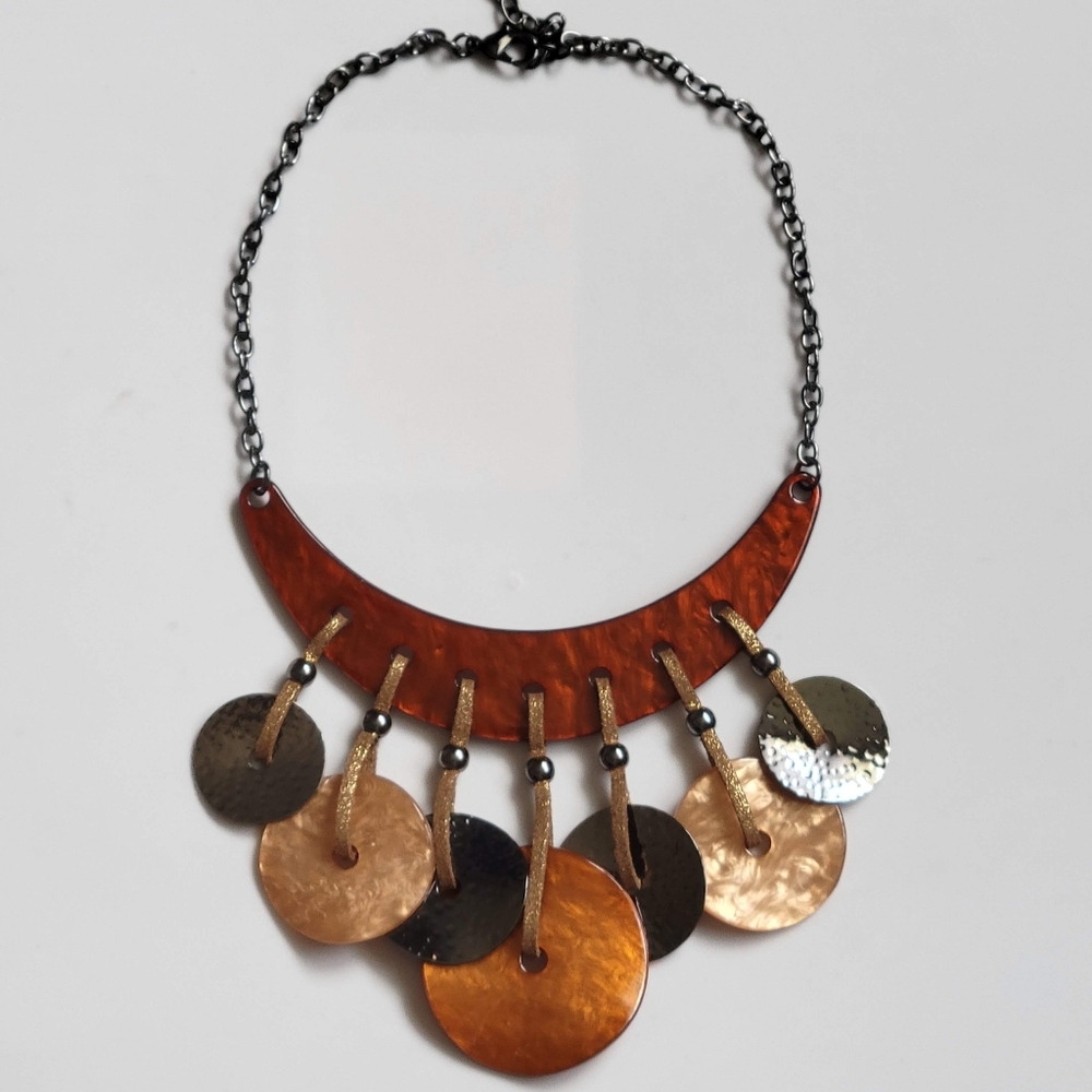 Statement Bib Disc Dangle 18" Necklace - image 2